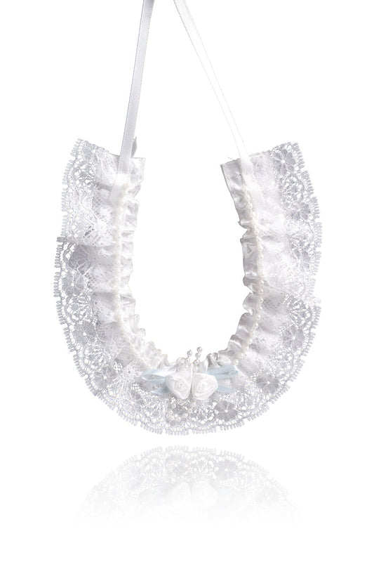 Deluxe Lace Horseshoe Keepsake White with Blue Ribbon - Giftware - ME Collections