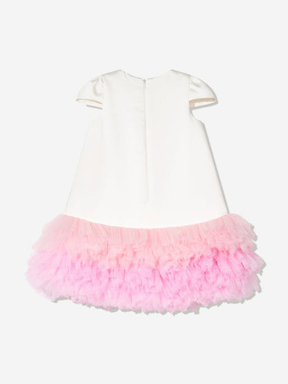 DRESS & Fleur Girls Tulle Trim Occasion Dress in Ivory
