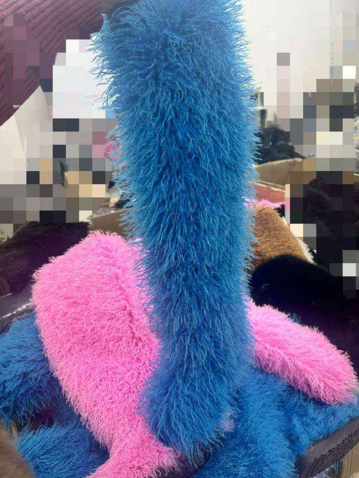 Fluffy Plain Color Fur Over-the-Knee Boots