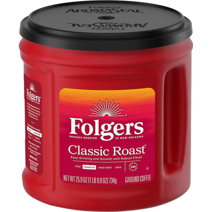Folgers Classic Roast Medium Roast Ground Coffee Rich & Smooth 25.9 oz - 6 Pack