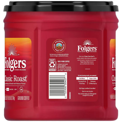 Folgers Classic Roast Medium Roast Ground Coffee Rich & Smooth 25.9 oz - 6 Pack