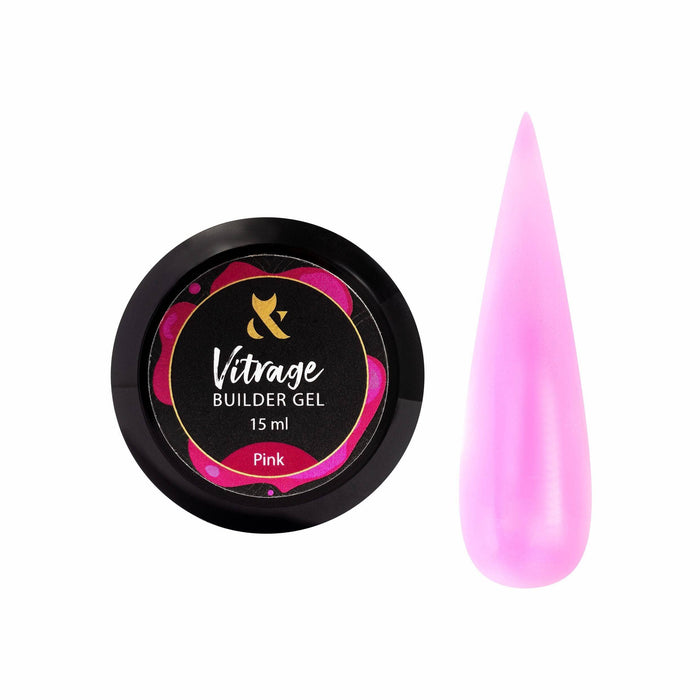 F.O.X Vitrage Builder Gel (thick viscosity Hard Gel) Pink, 15 ml Vitrage F.O.X