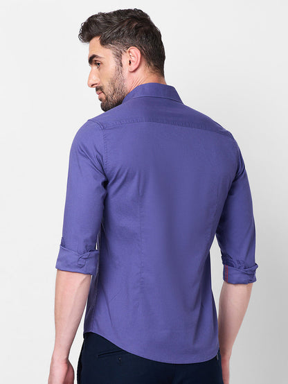 Full Sleeves Slim Fit Dusty Lavender Dobby Structure Button-Down Solid Shirt