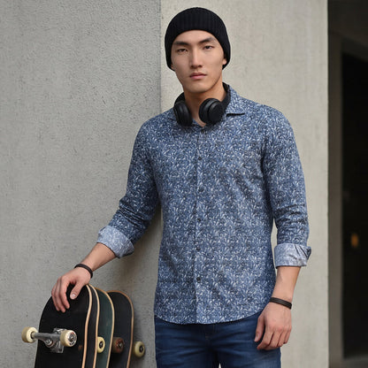 Full Sleeves Slim Fit Grey All Over Abstract Floral Floral Satin Solid Shirt