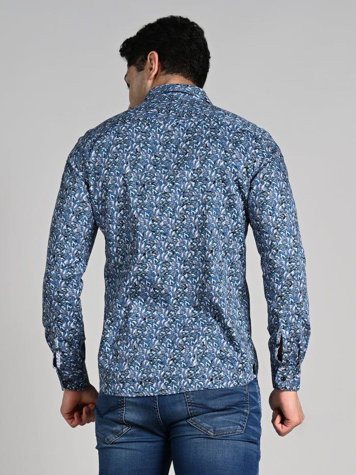 Full Sleeves Slim Fit Grey All Over Abstract Floral Floral Satin Solid Shirt