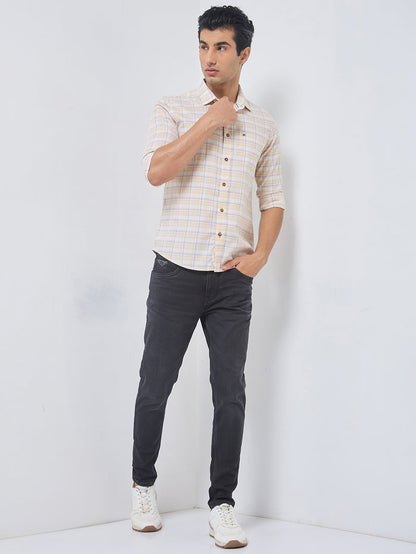 Full sleeves Slim Fit Lime Tonal Checks Shirt