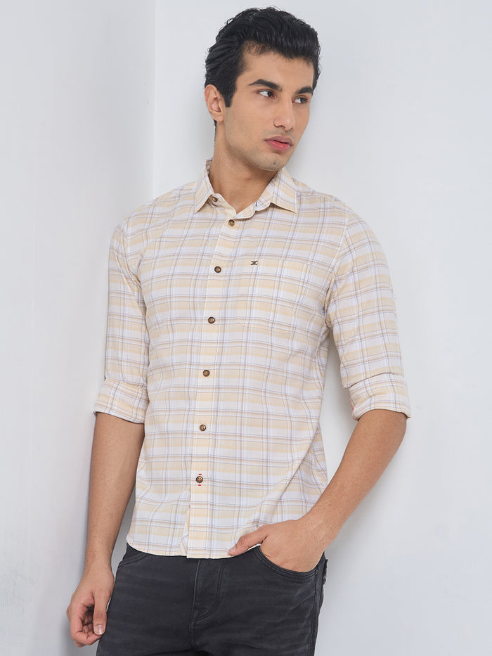 Full sleeves Slim Fit Lime Tonal Checks Shirt