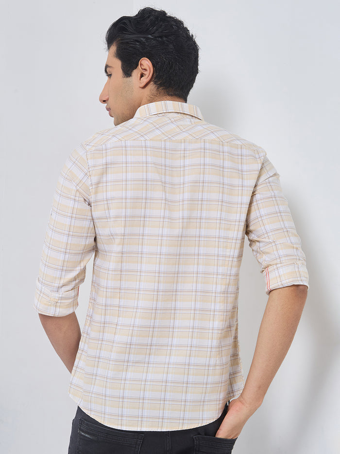 Full sleeves Slim Fit Lime Tonal Checks Shirt