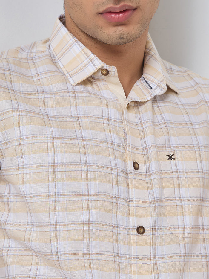 Full sleeves Slim Fit Lime Tonal Checks Shirt