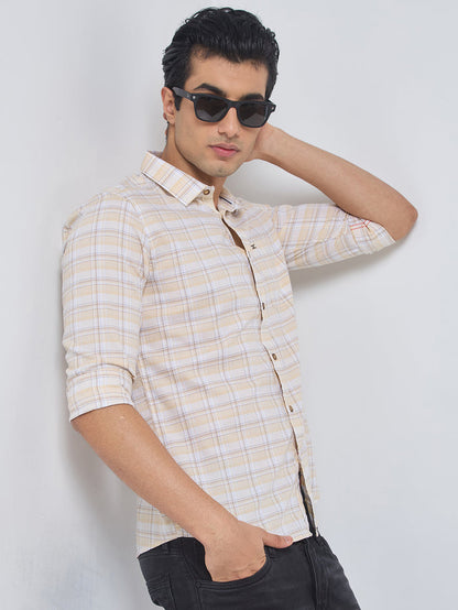 Full sleeves Slim Fit Lime Tonal Checks Shirt
