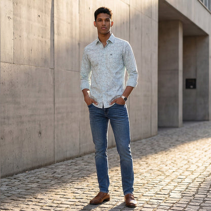 Full Sleeves Slim Fit Mint all-over Geometric print Shirt