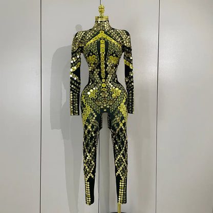 Gemini luxury shiny jumpsuit for women party night out statement outfit
