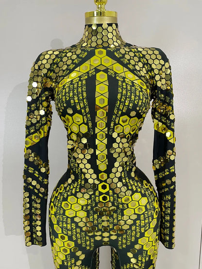 Gemini luxury shiny jumpsuit for women party night out statement outfit