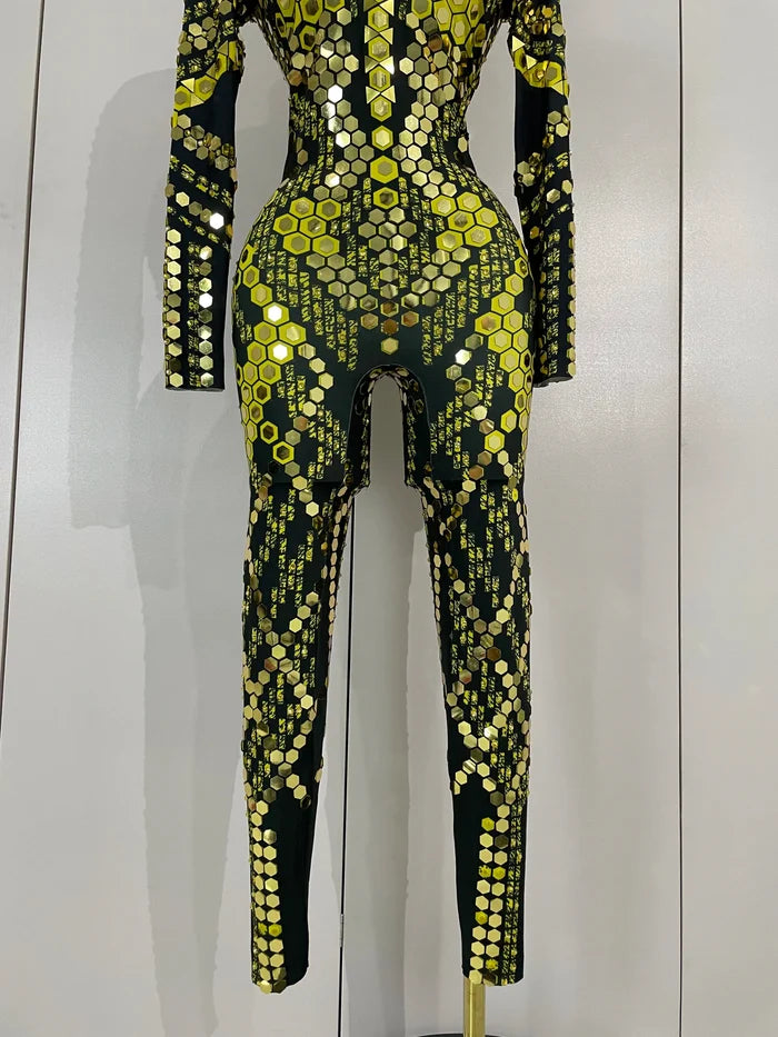 Gemini luxury shiny jumpsuit for women party night out statement outfit