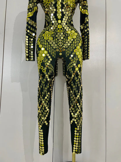 Gemini luxury shiny jumpsuit for women party night out statement outfit