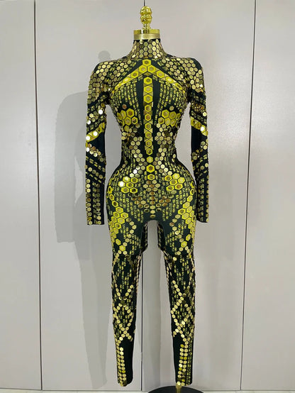 Gemini luxury shiny jumpsuit for women party night out statement outfit