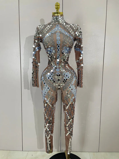 Gemini luxury shiny jumpsuit for women party night out statement outfit