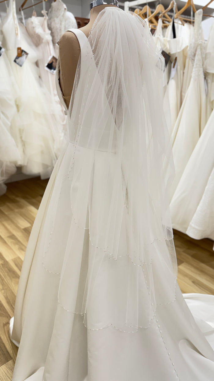 Gemma Two Tier Scallop Edge with Beads Veil - Accessory - Dreamtime