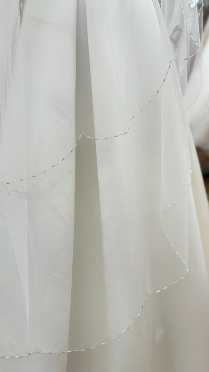 Gemma Two Tier Scallop Edge with Beads Veil - Accessory - Dreamtime