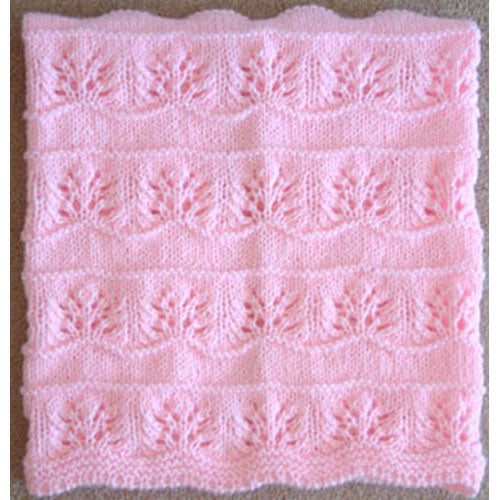 Hand Knitted Baby Blanket - Pastel Pink Floral Pattern