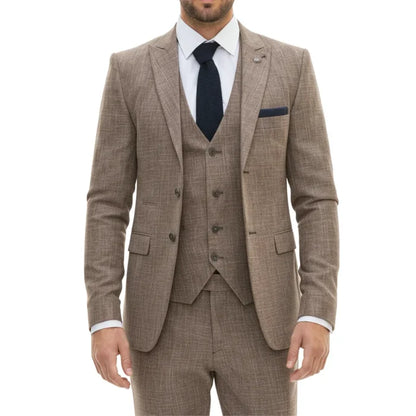 IM33 - Men's 3 Piece Brown Tailored Fit Suit