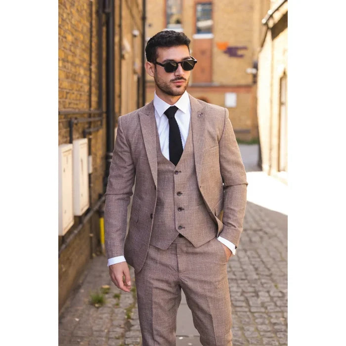 IM33 - Men's 3 Piece Brown Tailored Fit Suit