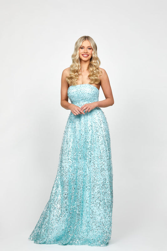 Kelly Strapless Ball Gown Ice Blue - Dress - Bariano