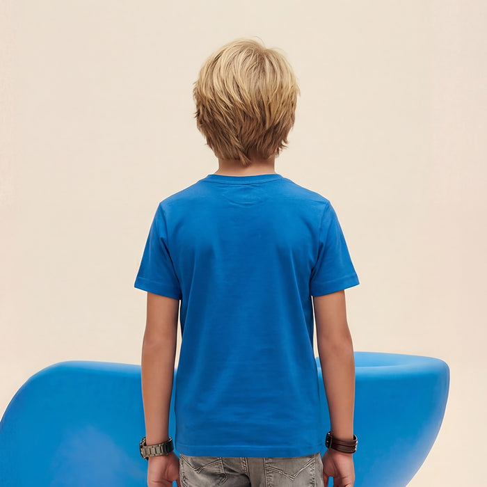 Kid's Blue Slim Fit Printed T-Shirts