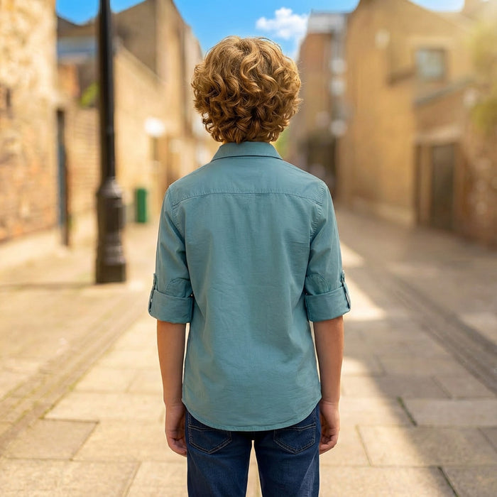 Kid's Green Regular Fit Shirts