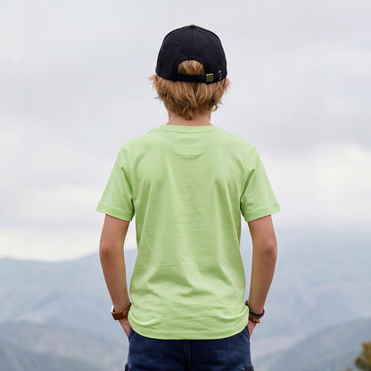 Kid's Green Slim Fit Printed T-Shirts