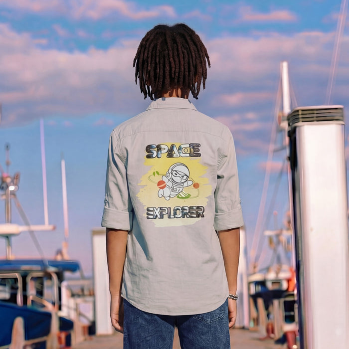 Kid's Grey Regular Fit Shirts