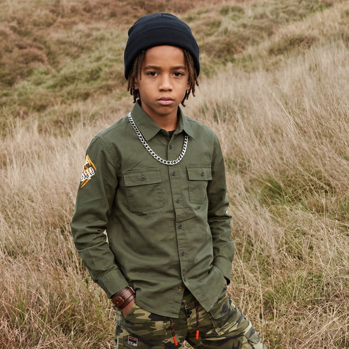Kid's Olive Regular Fit Shirts