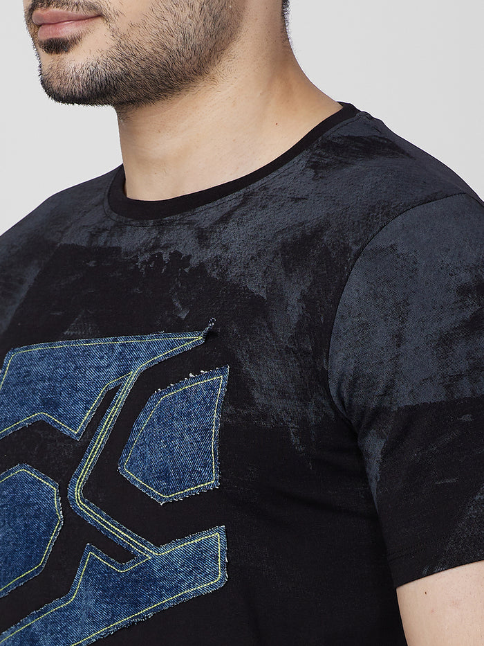 Killer Men Black Printed Slim Fit T-Shirts