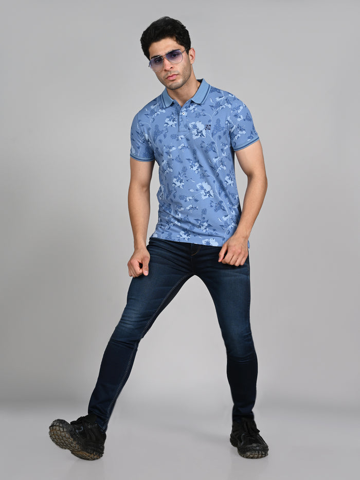 Killer Men Blue Printed Slim Fit T-Shirt