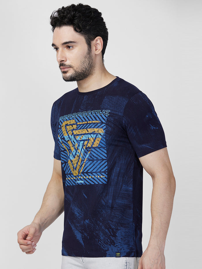 Killer Men Blue Printed Slim Fit T-Shirts