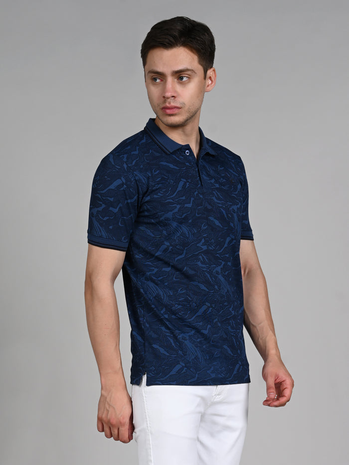 Killer Men Dark Blue Printed Slim Fit T-Shirt