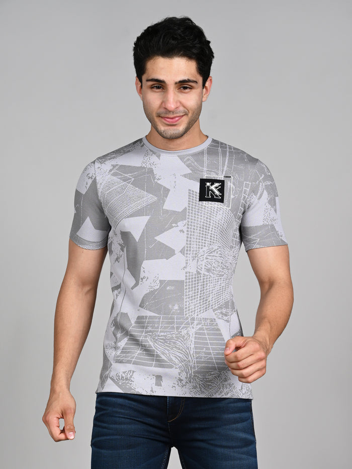 Killer Men Grey Printed Slim Fit T-Shirts