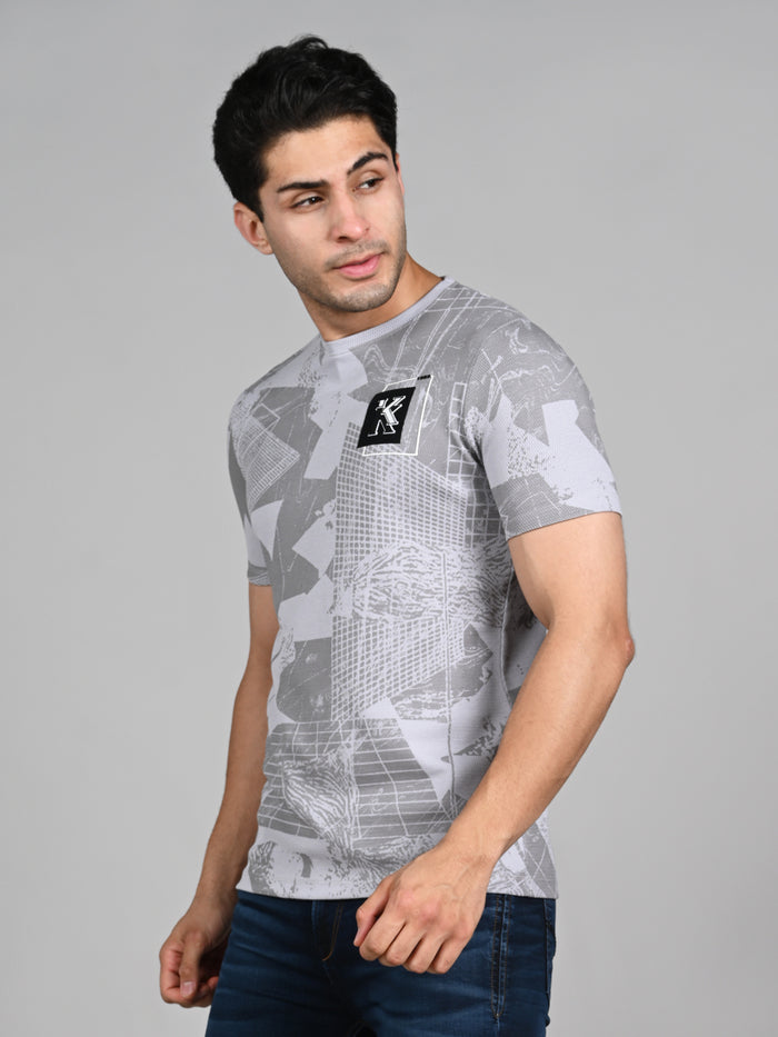 Killer Men Grey Printed Slim Fit T-Shirts
