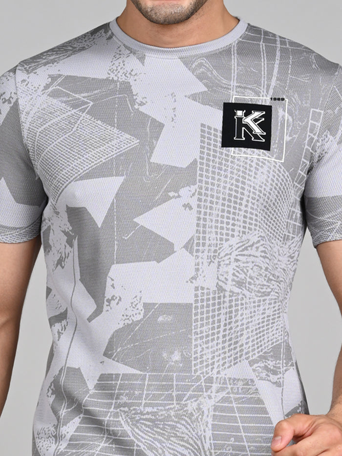 Killer Men Grey Printed Slim Fit T-Shirts