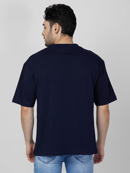 Killer Men Navy Blue Printed Round Neck T-Shirts