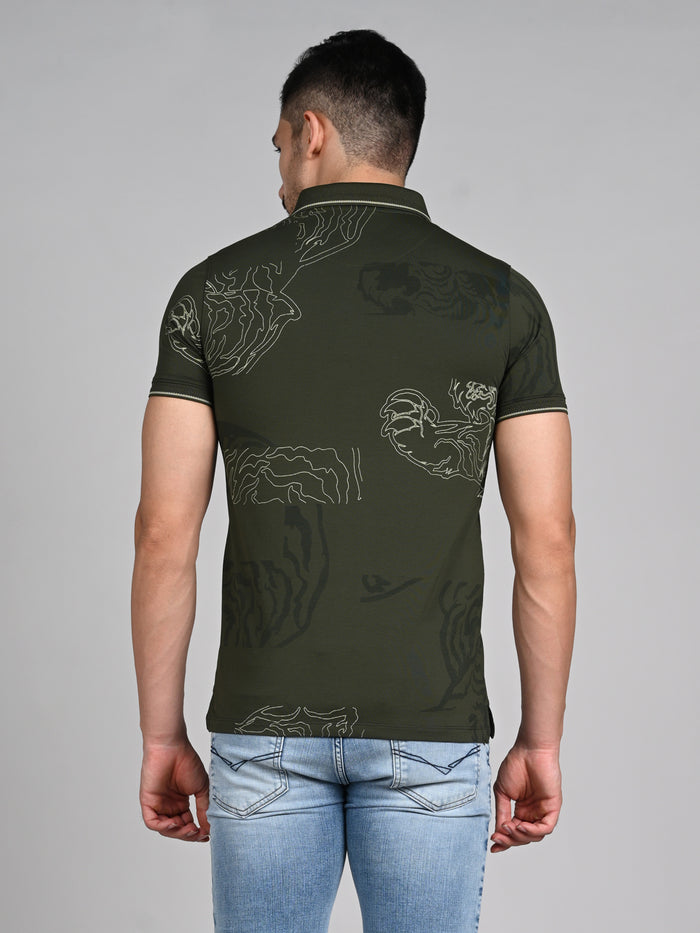 Killer Men Olive Printed Slim Fit T-Shirt