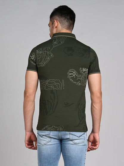Killer Men Olive Printed Slim Fit T-Shirt