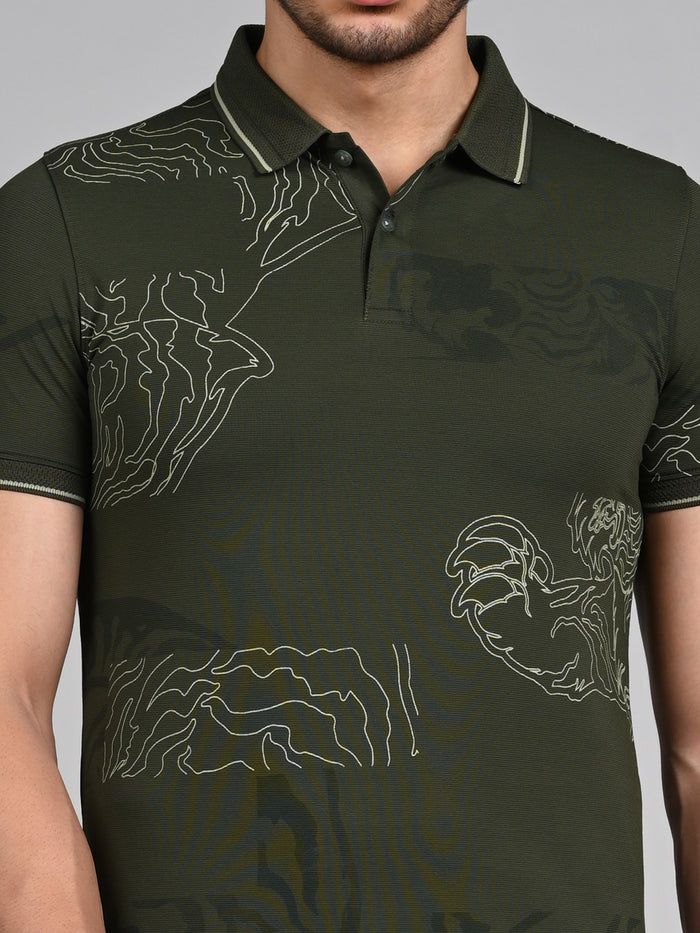 Killer Men Olive Printed Slim Fit T-Shirt