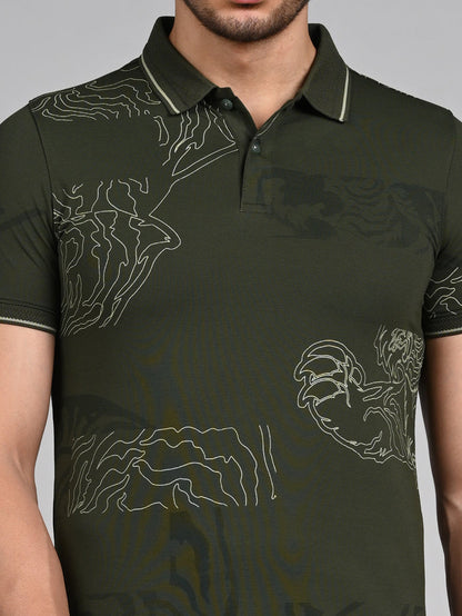 Killer Men Olive Printed Slim Fit T-Shirt