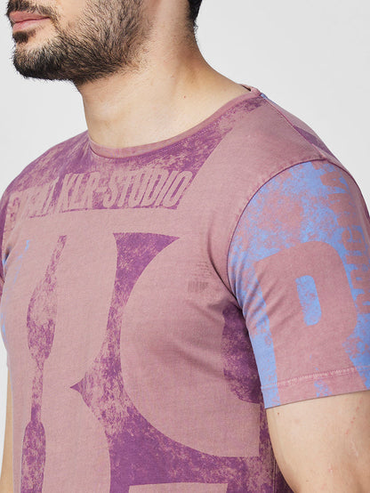 Killer Men Pink Printed Slim Fit T-Shirts