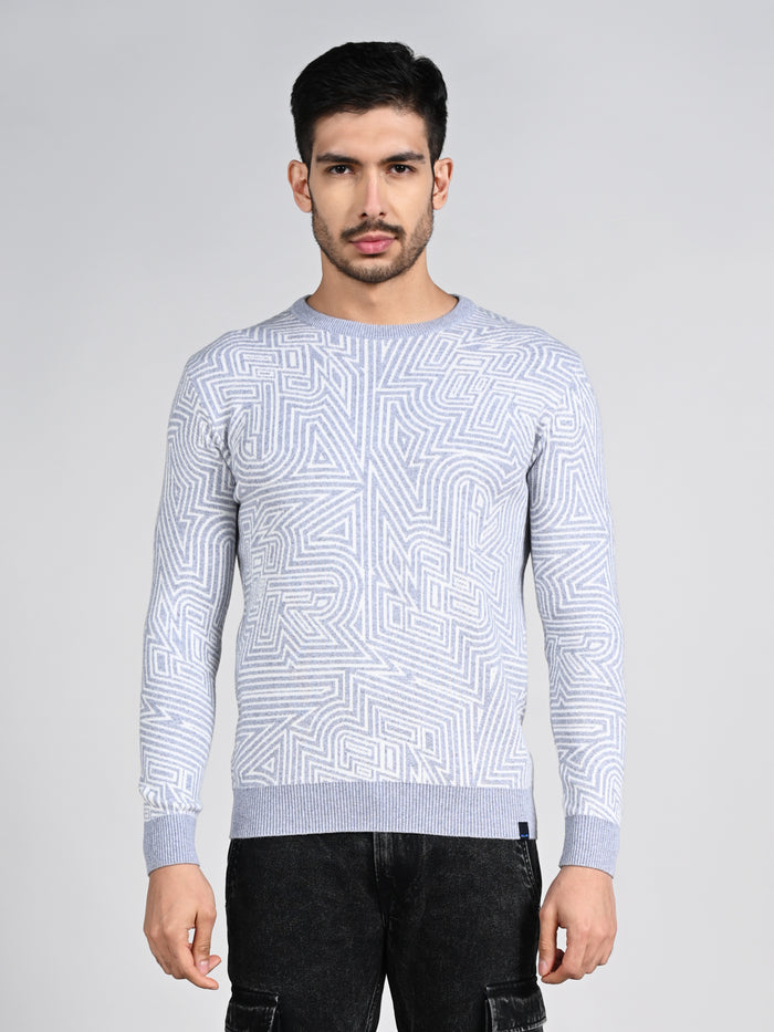 Killer Men Round Neck Grey Sweaters