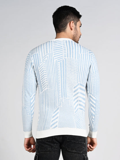 Killer Men Round Neck Light Blue Sweaters