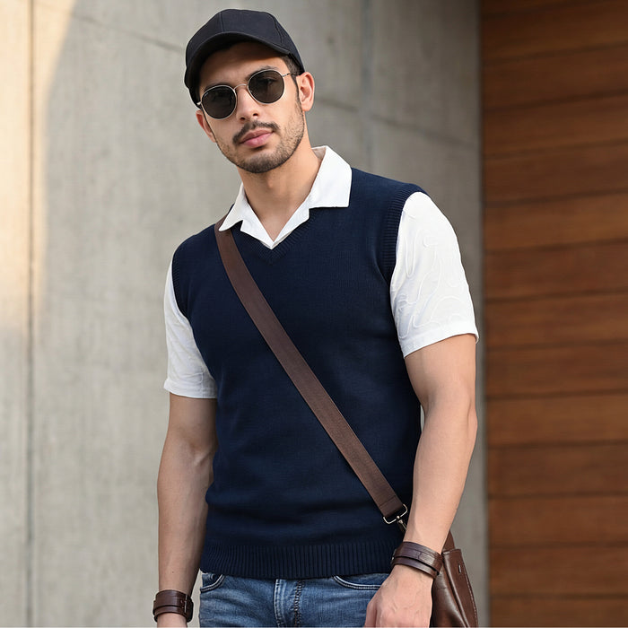 Killer Men V Neck Sleeveless Navy Sweaters