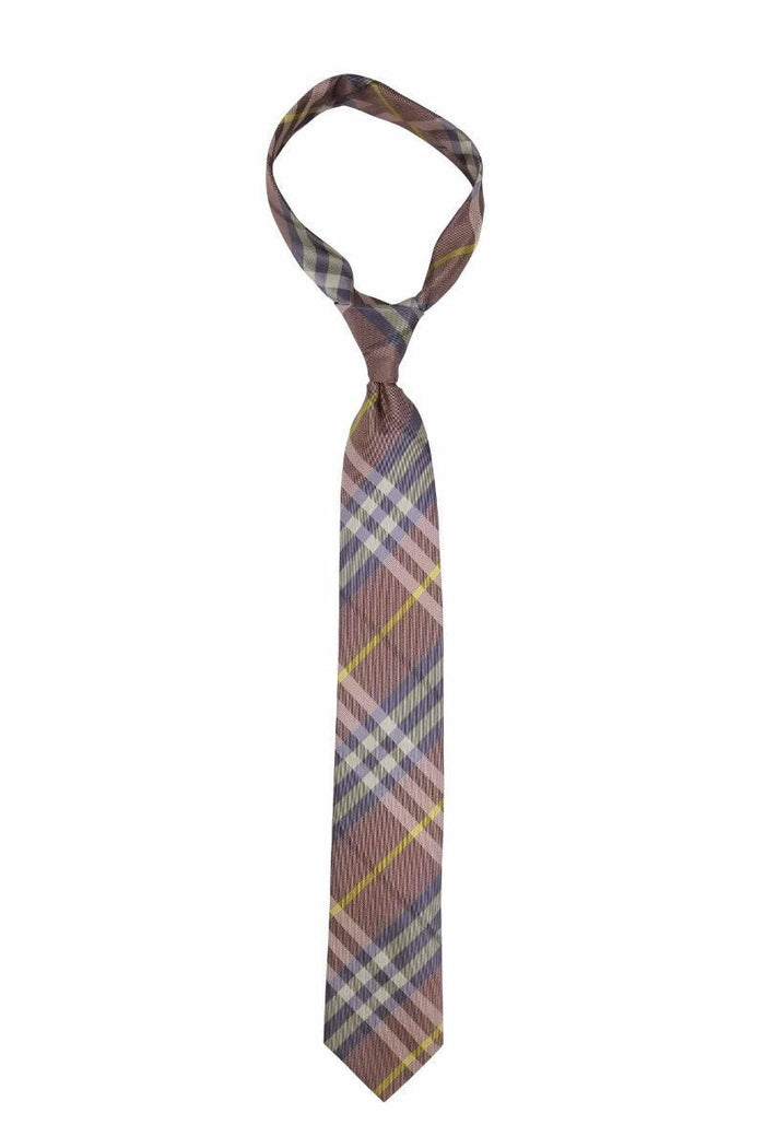 Light Pink Plaid with Gold Stripe Pre-tied Tie, Tie, GoTie