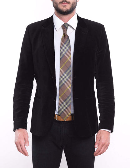 Light Pink Plaid with Gold Stripe Pre-tied Tie, Tie, GoTie